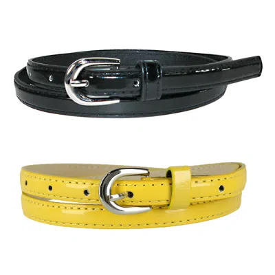 Ctm Women's Skinny Dress Belt (pack Of 2 Colors) In Multi