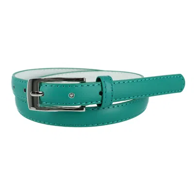 Ctm Women's Skinny Leather Dress Belt In Blue