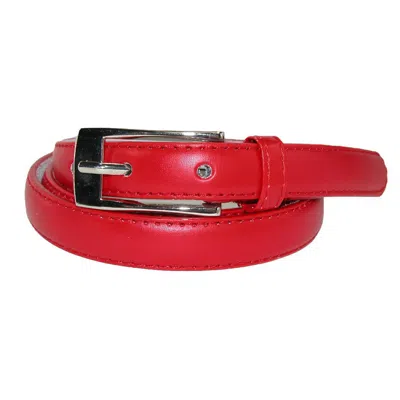 Ctm Women's Skinny Leather Dress Belt In Red