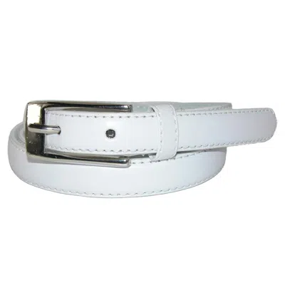 Ctm Women's Skinny Leather Dress Belt In White