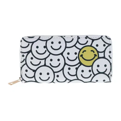 Ctm Women's Smiley Face Zipper Wallet In White