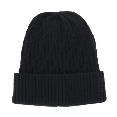 Ctm Women's Solid Braided Knit Winter Beanie Hat In Black