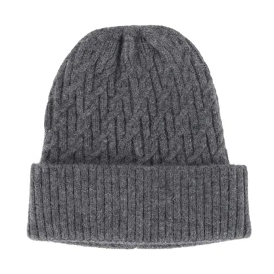 Ctm Women's Solid Braided Knit Winter Beanie Hat In Grey