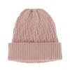 Ctm Women's Solid Braided Knit Winter Beanie Hat In Pink