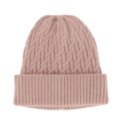 Ctm Women's Solid Braided Knit Winter Beanie Hat In Pink
