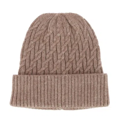 Ctm Women's Solid Braided Knit Winter Beanie Hat In White