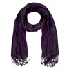 Ctm Women's Solid Color Crinkle Tassel Scarf In Beige