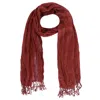 Ctm Women's Solid Color Crinkle Tassel Scarf In Multi