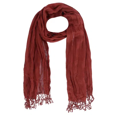 Ctm Women's Solid Color Crinkle Tassel Scarf In Multi