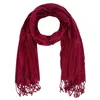 Ctm Women's Solid Color Crinkle Tassel Scarf In White