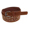 Ctm Women's Star Sequin Faux Suede Belt In Brown