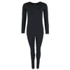 Ctm Women's Thermal Underwear Long Sleeve And Pant Set In Black