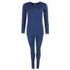 Ctm Women's Thermal Underwear Long Sleeve And Pant Set In Blue