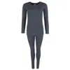 Ctm Women's Thermal Underwear Long Sleeve And Pant Set In Grey