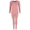 Ctm Women's Thermal Underwear Long Sleeve And Pant Set In Pink