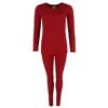 Ctm Women's Thermal Underwear Long Sleeve And Pant Set In Red