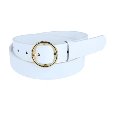 Ctm Women's Thick Rounded Buckle Belt In White
