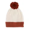 Ctm Women's Two Tone Knit Winter Beanie Hat With Pom In Multi