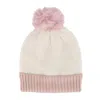 Ctm Women's Two Tone Knit Winter Beanie Hat With Pom In Pink