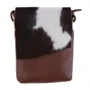 Ctm Women's Western Leather Cow Print Crossbody Purse In Brown