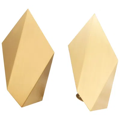 Pre-owned Cto Lighting Pair Of Abstract Folded Sconces In Satin Brass In Orange