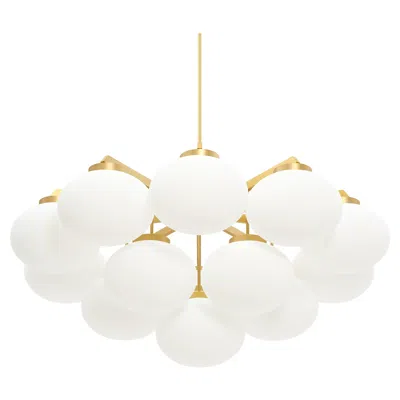 Pre-owned Cto Lighting Satin Brass Large Cloudesley Pendant Lamp By  In White