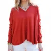 C.t.plage Button Front Cardigan In Orange In Red