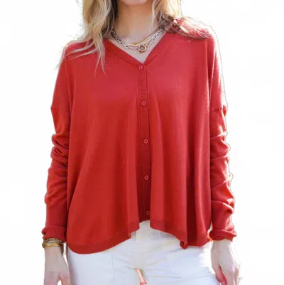 C.t.plage Button Front Cardigan In Orange In Red