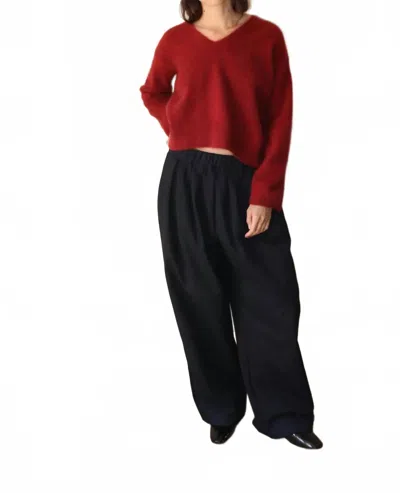 C.t.plage Long Sleeve V-neck Top In Red