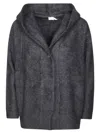 C.t.plage Open-front Grey Cardigan With Hood In Gray