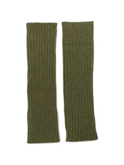 C.t.plage Ribbed-knit Fingerless Gloves In Green