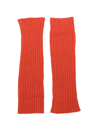 C.t.plage Ribbed-knit Fingerless Gloves In Red