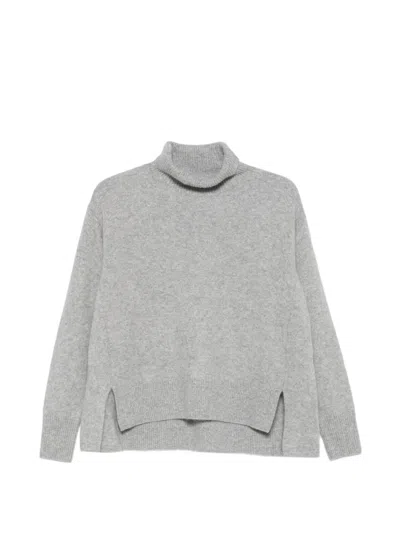 C.t.plage Roll-neck Side-slit Sweater In Gray
