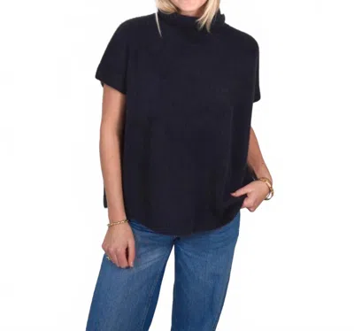 C.t.plage Short Sleeve Turtleneck Sweater Top In B Navy In Black