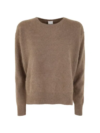 C.t.plage Side-slit Crew-neck Sweater In Neutral