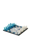 Cu I Seeyou Checkered Alabaster Chess Set In Blue