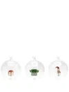 Cu I Seeyou Christmas 3d-detailing Glass Baubles (set Of Three) In Set 3 Palline Christmas In Vetro Borosilicato Con Decoro Natalizio Misure Ø 8 Cm H 8 Cm
