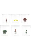 Cu I Seeyou Christmas 3d-detailing Glasses (set Of Six) In Set 6 Bicchieri Christmas Set N 1 In Vetro Borosilicato Con Decoro Natalizio Misure Ø 8.5 Cm H 9 Cm