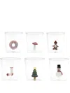Cu I Seeyou Christmas 3d-detailing Glasses (set Of Six) In Set 6 Bicchieri Christmas Set N 2 In Vetro Borosilicato Con Decoro Natalizio Misure Ø 8.5 Cm H 9 Cm