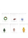Cu I Seeyou Christmas 3d-detailing Glasses (set Of Six) In Set 6 Bicchieri Christmas Set N 3 In Vetro Borosilicato Con Decoro Natalizio Misure Ø 8.5 Cm H 9 Cm