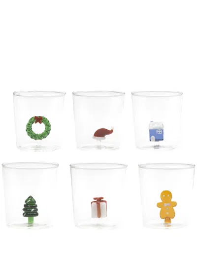 Cu I Seeyou Christmas 3d-detailing Glasses (set Of Six) In Set 6 Bicchieri Christmas Set N 3 In Vetro Borosilicato Con Decoro Natalizio Misure Ø 8.5 Cm H 9 Cm