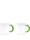 Cu I Seeyou Christmas Garland-handle Glass Mug (set Of Two) In White