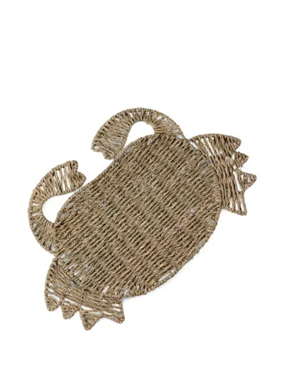 Cu I Seeyou Crab-shape Woven Placemat (set Of Four) In Brown