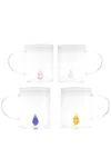 Cu I Seeyou Drop 3d-detailing Glass Mugs (set Of Four) In Set 4 Mug Modello Drop Con Manico In Vetro Borosilicato Con Goccia Colorata All'interno