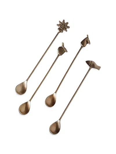 Cu I Seeyou Figurative-detail Spoons (set Of 4) In Gold