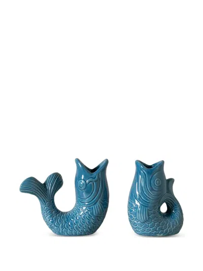 Cu I Seeyou Fish-design Candle Holder (set Of Two) In Blue
