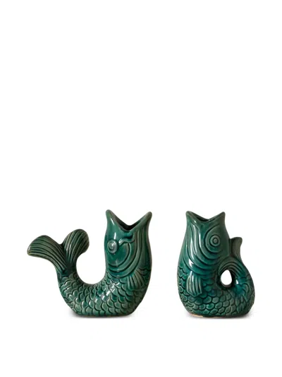 Cu I Seeyou Fish-design Candle Holder (set Of Two) In Green