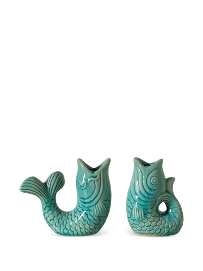 Cu I Seeyou Fish-design Candle Holder (set Of Two) In Green