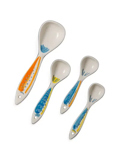 Cu I Seeyou Fish-motif Porcelain Spoons (set Of 4) In Multi