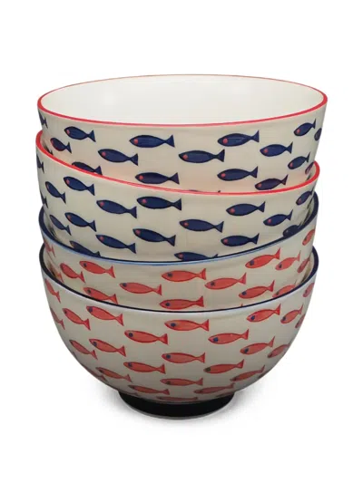 Cu I Seeyou Fish-print Bowls (set Of 4) In Multi